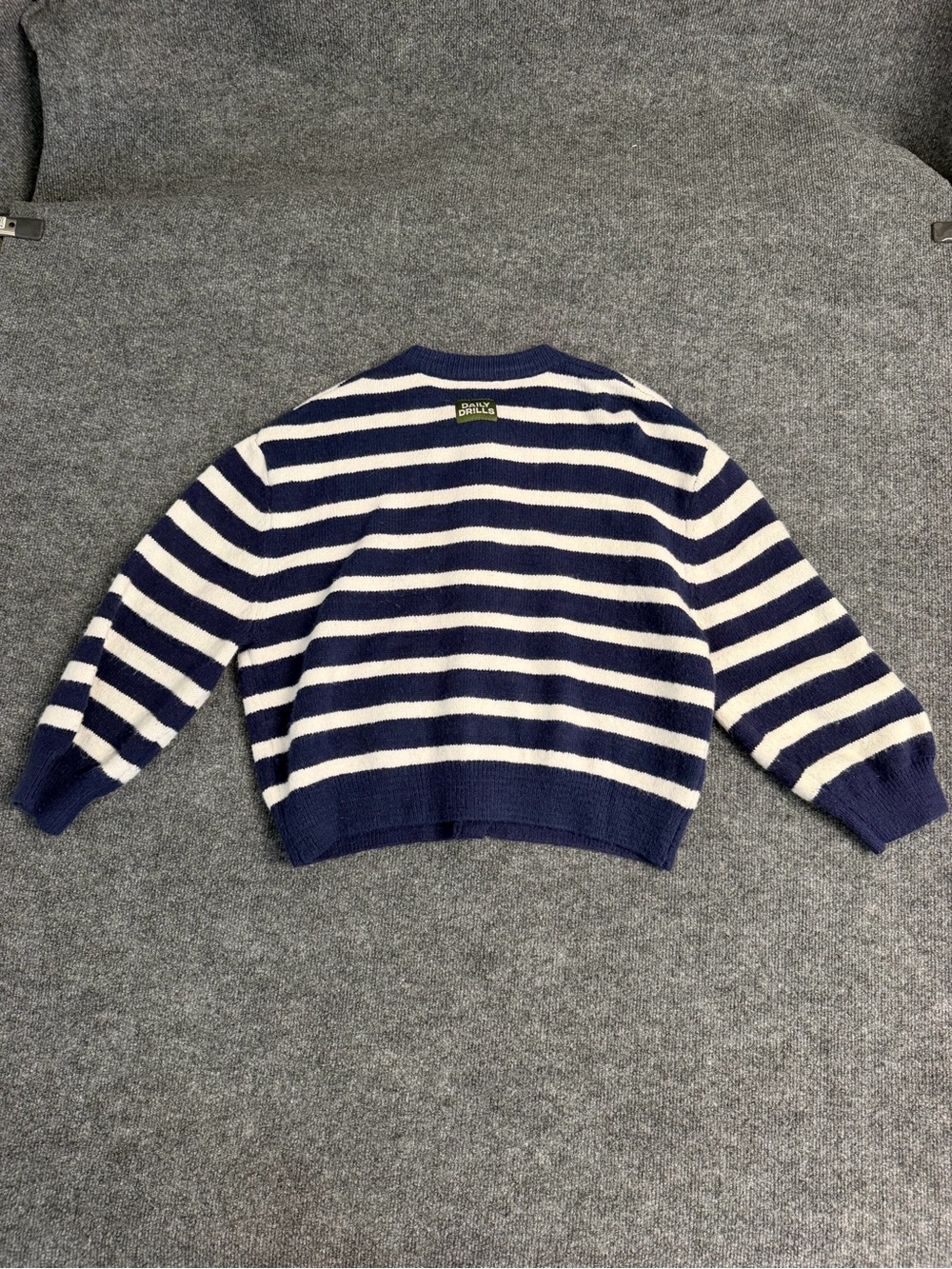 Daily Drills Navy and White Striped Button-Up Cardigan - Picture 1 of 13